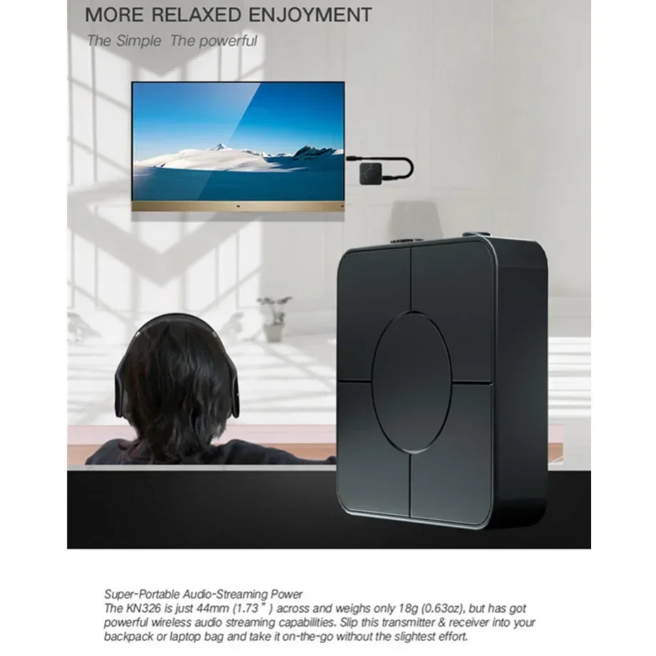 Penerima Pemancar Audio Bluetooth 5.0 KN326 3.5Mm AUX Jack RCA Adaptor Audio Musik Nirkabel dengan Mikrofon untuk Headphone TV PC Mobil