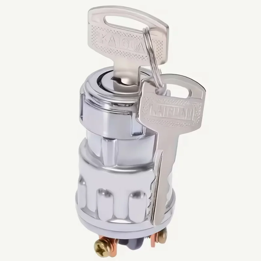 Cerradura de encendido universal de 3 posiciones y interruptor de vaso con llaves para automóviles, camiones, montacargas, tractores y vehículos agrícolas - No