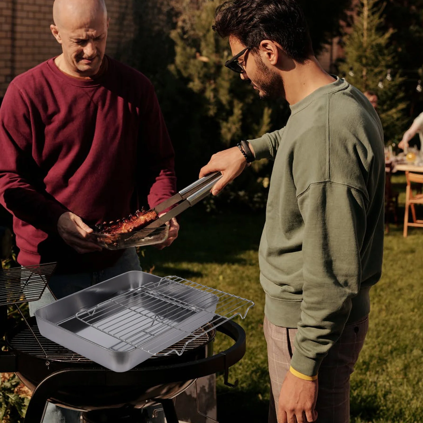 

Stainless Steel Baking Pan Japanese Style Tray Kitchen Supply Nonstick Roasting Net Easy Clean Dishwasher Safe Large Volume Cake