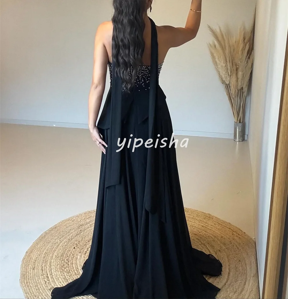 تخصيص مثير البريق الشيفون الطية حجر الراين ألف خط فساتين طويلة حمالة فساتين مناسبة مخصصة الأحجام المتاحة الرسمية