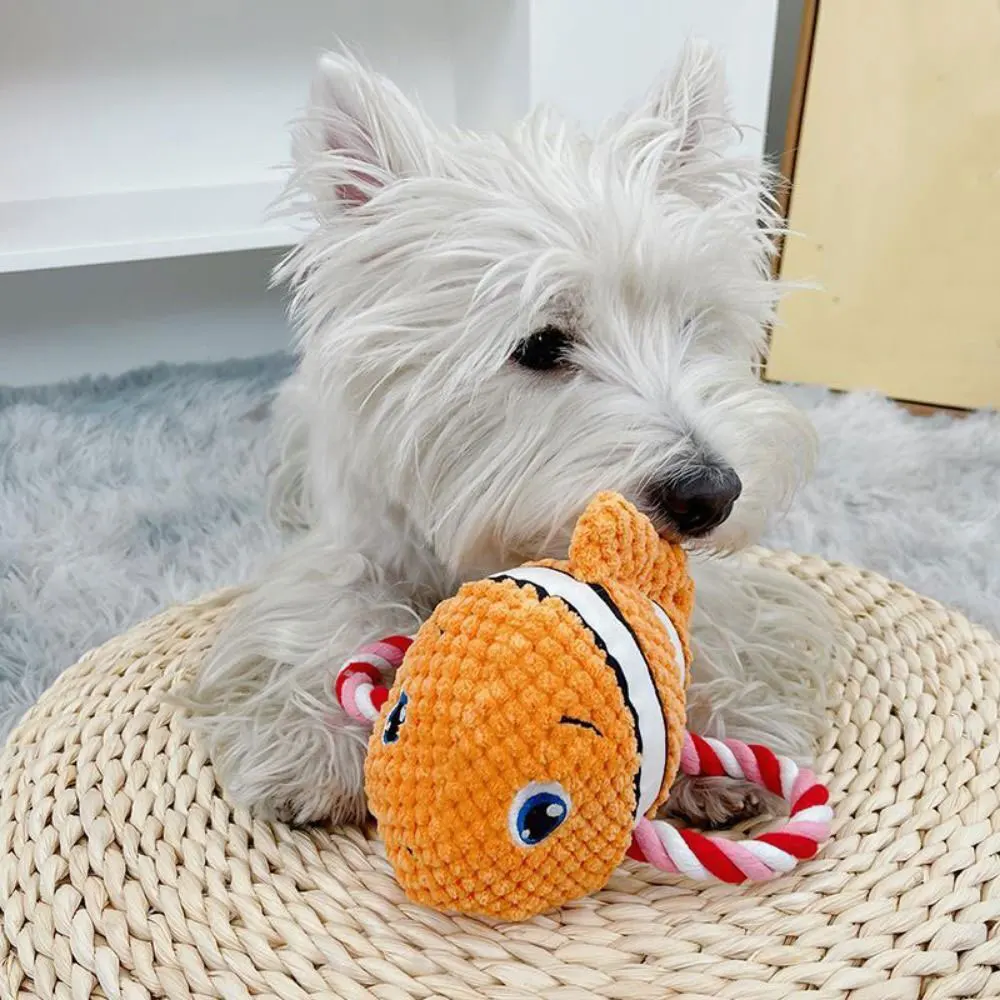 2024 New Bite Resistant Dog Squeak Toy Squeaking Dog Shark Toys Chewing Turtle Fish Pet Puppy Chew Toy Plush Dog Accessories