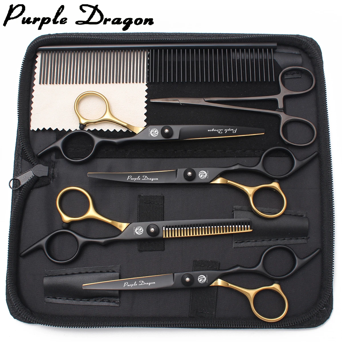 

Pet Grooming Scissors 6" Stainless Hairdressing Scissors for Dogs Cutting Scissors Thinning Shears Comb Curved Scissors Z3001