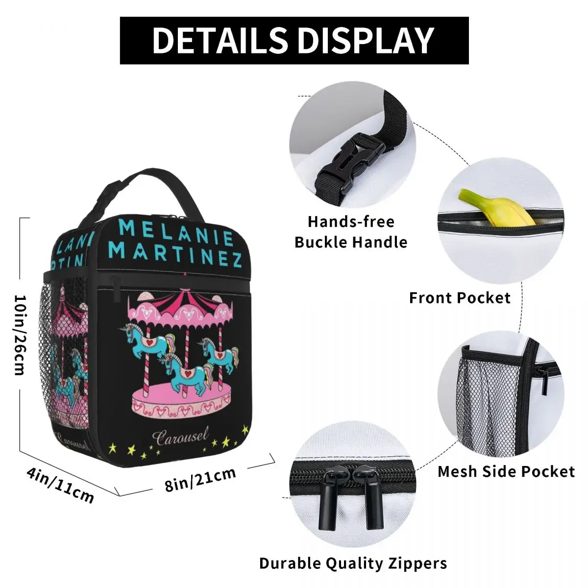 Insulated Lunch Tote Bag Carousel Melanie Martinez Product Lunch Container Causal Thermal Cooler Lunch Box For School