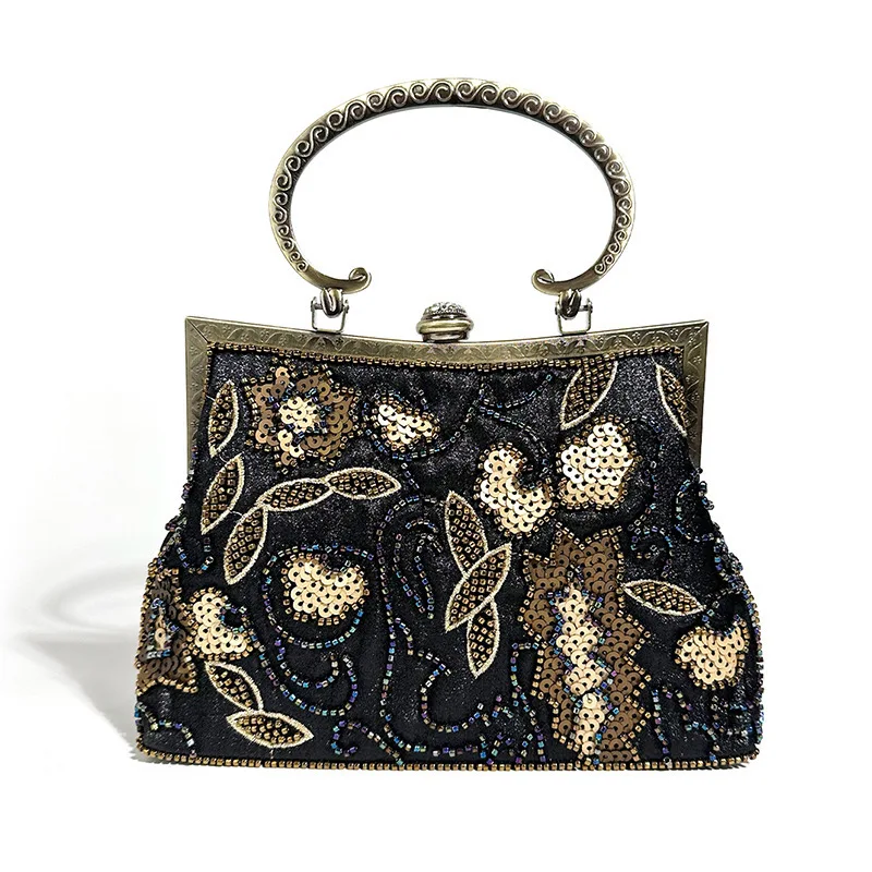 

New Chinese style Chinese style handbag for women 2025 new retro handbag with qipao mouth gold bag versatile single shoulder cro