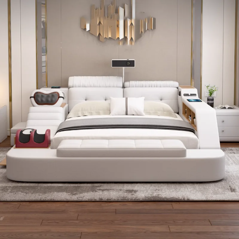 

Modern Electronic Bed Nordic Massager Smart Multifunctional Bed Storage Space Nightstands Camas De Dormitorio Home Furniture
