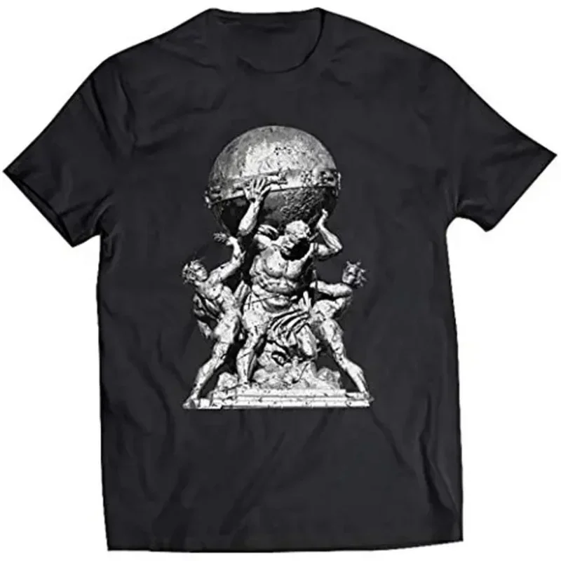 Men's Short Sleeve T-Shirt, 100% Cotton, O-Neck, Atlas, Mythology, Greece Gods Gift, Casual, Size S-3XL, Summer