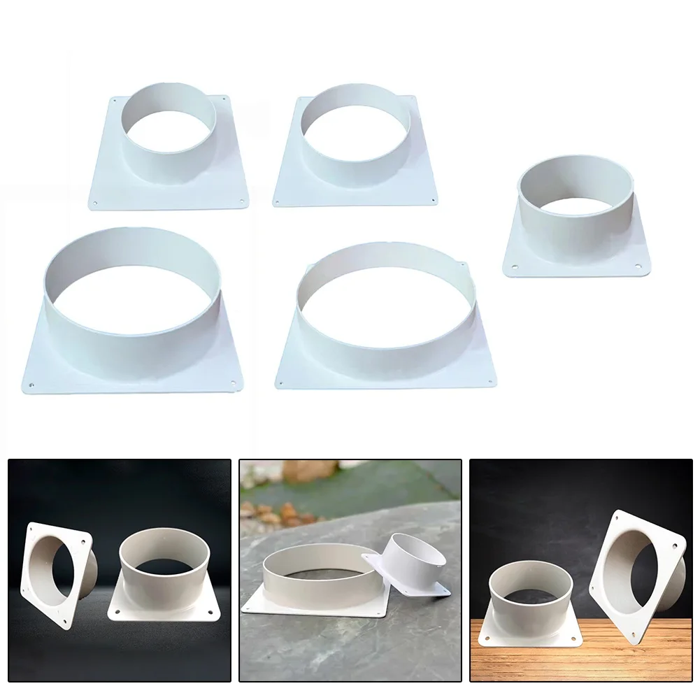 1pcs Plastic Air Vent Duct Connector Flange For HVAC Fan Square Bottom Flange Joint For Bathroom Kitchen Cooker Hood