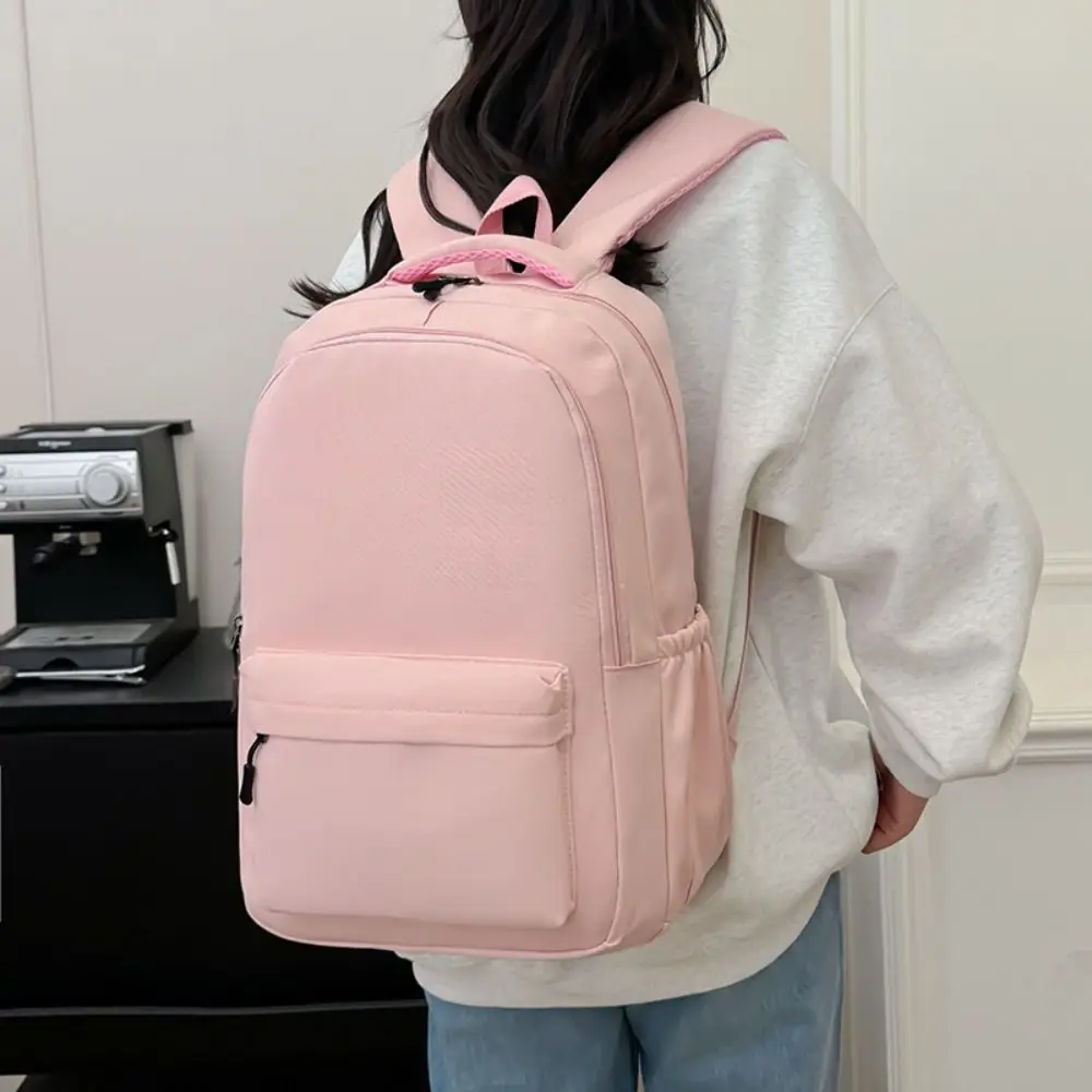 Cor sólida estilo preppy mochila náilon grande capacidade estudantes saco de escola estilo coreano bolsa adolescentes bolsa de ombro escola