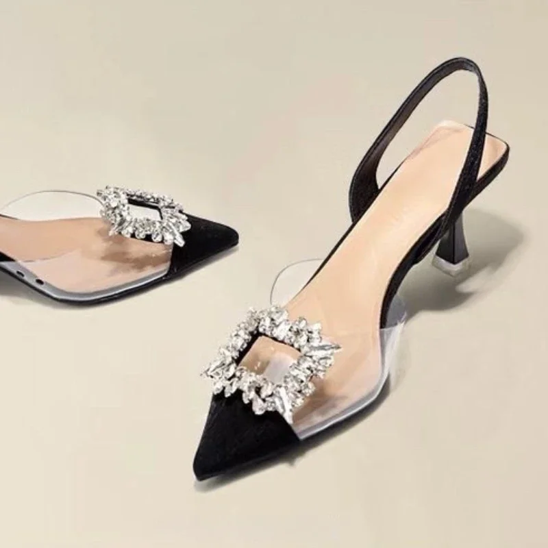 Fashion New Sexy Women Shoes Woman Banquet Comfortable Crystal Transparent Solid Color Pointed Toe High Heels Women\'s Pumps