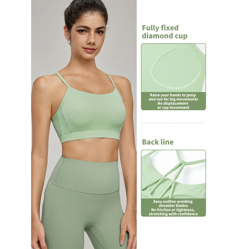 

Women Summer Yoga Vest Tops Sleeveless Bustier With Pads Soft Elastic Wear-resistant Sports Vest Crop Top Seamless Bralette Tees