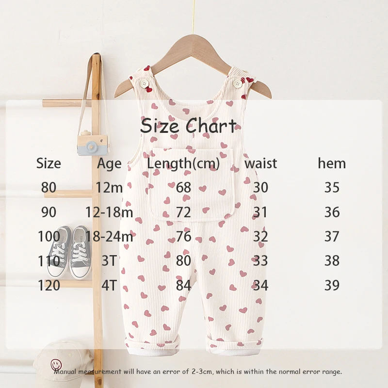 1-4Y Frühling Kinder Baby Kleidung Herz Stickerei Baby Jungen Mädchen Trägerhose Solide Overalls Cord Casual Hosenträger Outwear – Detail 17