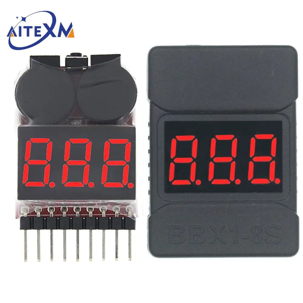 1-8S BBX1-8S 2IN1 Lipo Battery Voltage Tester Low Voltage Buzzer Alarm Voltage Checker Dual Speakers For Lipo/Li-ion YANXD