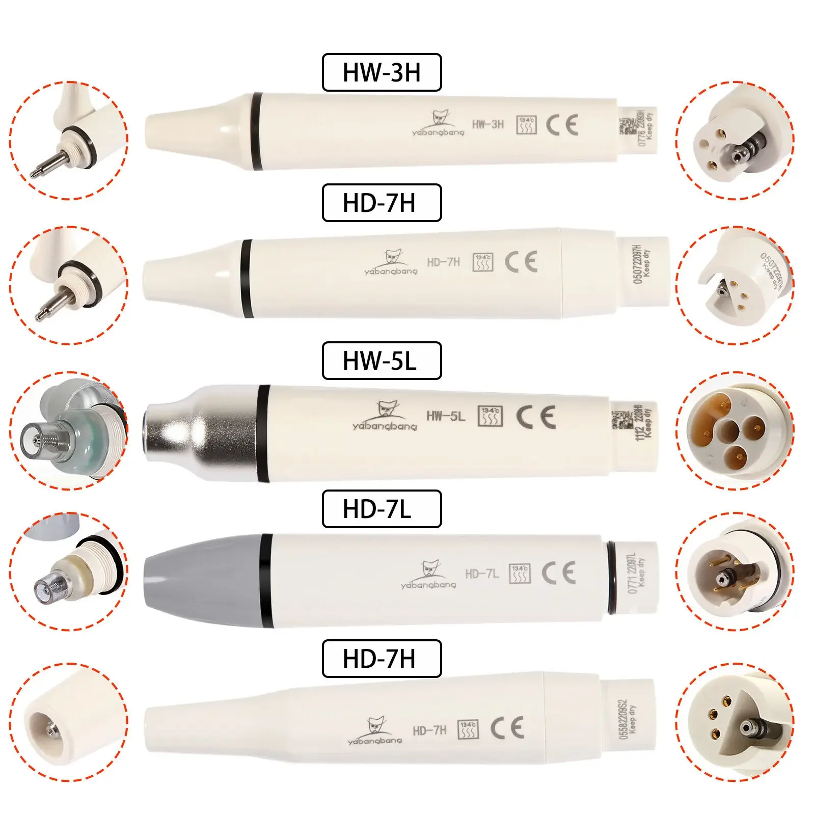 

Dental Ultrasonic Piezo Scaler Handpiece LED/No Led Fit For EMS/WOODPECK/DTE/SATELEC