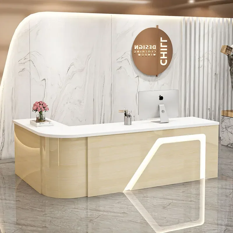 Italian Salon Reception Desk Small Simple Checkout Table Cashier Counter Desk Office Show Mueble De Recepción Hotel Furniture
