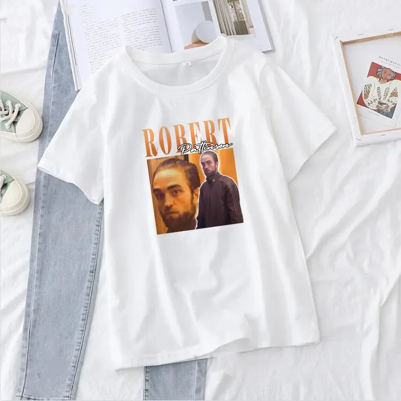 Women White Graphic Tee Tops Harajuku funny kawaii Rob graphic T-shirts Fashion Summer Short Sleeved tops unisex