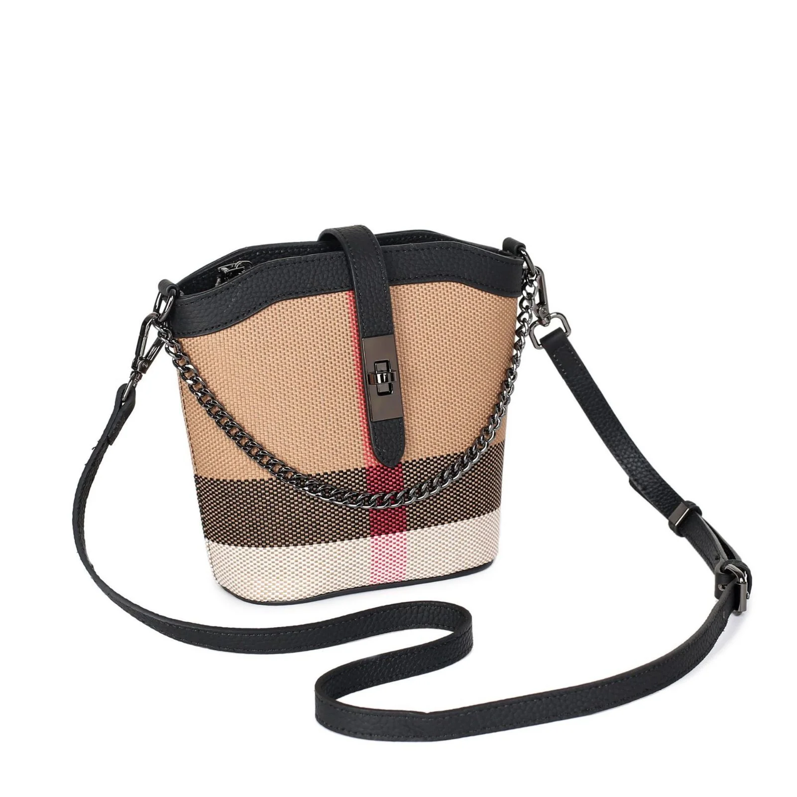 New Luxury Plaid Shoulder Bag for Women 2023 Simple  Brand Designer Crossbody Bag Trends Ladies Canvas Small Bag