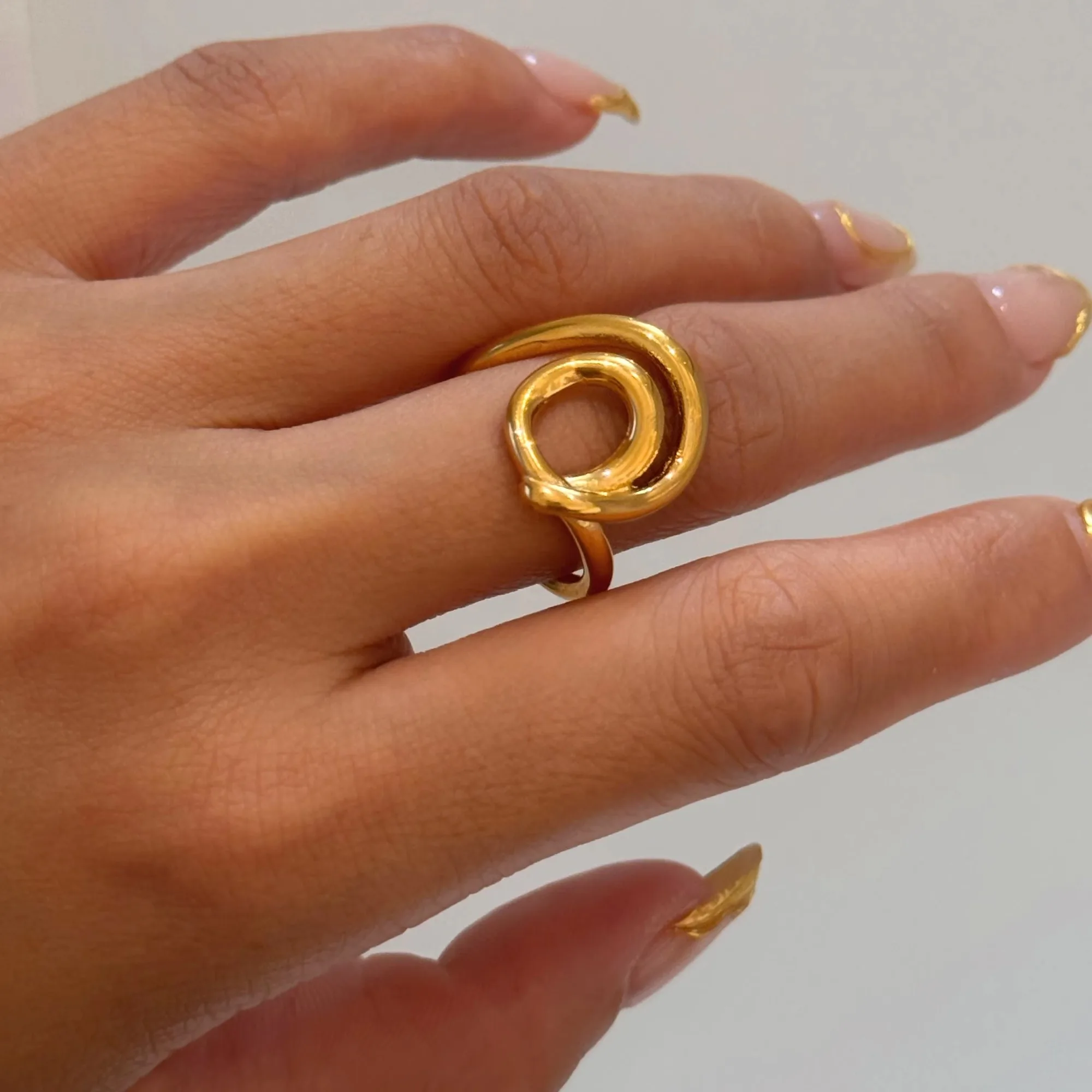 18k Gold Plated Stainless Steel Classical High Quality Line Circle Design Rings for Women Boho Tarnish Free Waterproof Jewelry