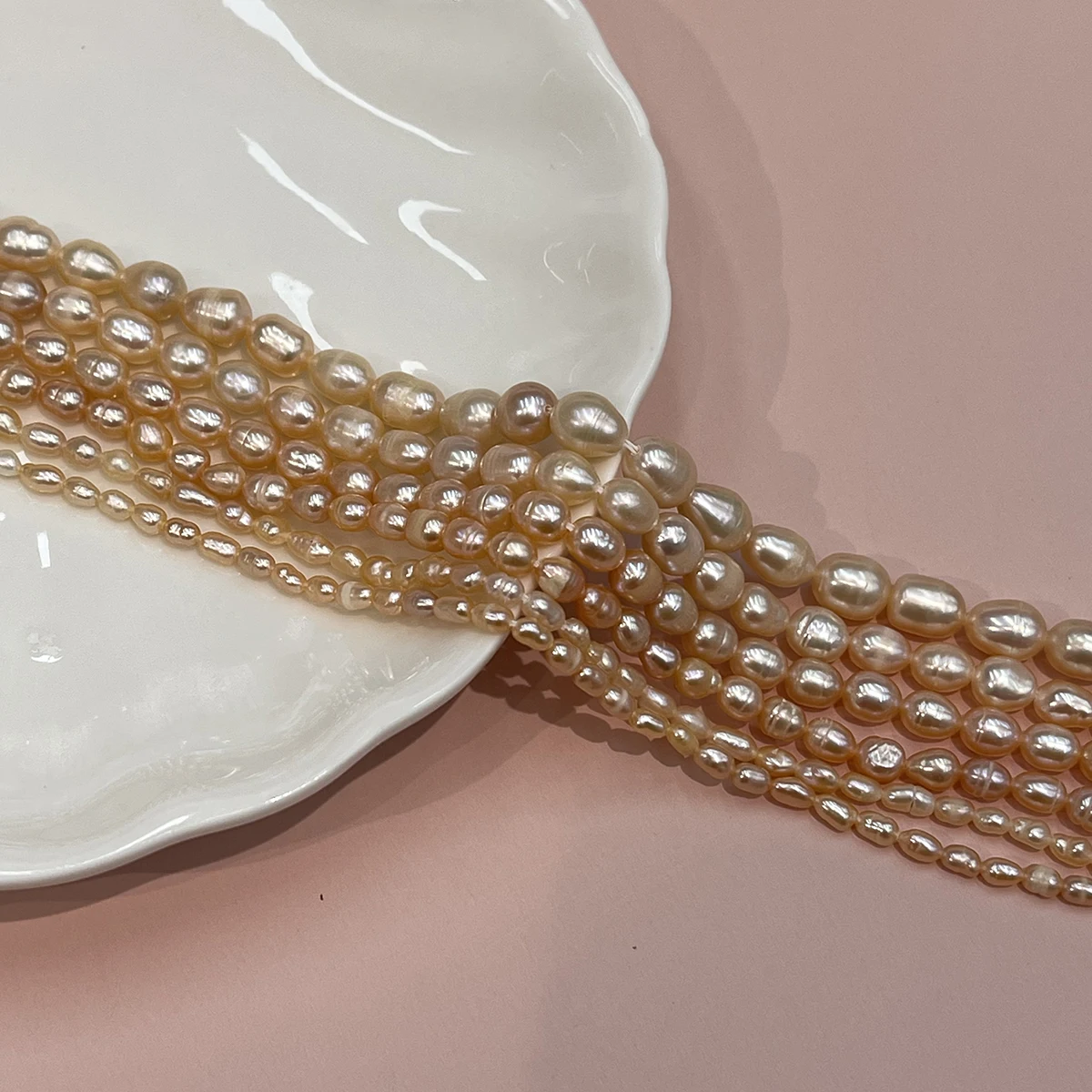 AA Natürliche Süßwasserperlen Reisperlen Rosa Perlen für Schmuckherstellung DIY Halsketten Armbänder Ohrringe Handgemachte Kunsthandwerke Großhandel – Detail 6