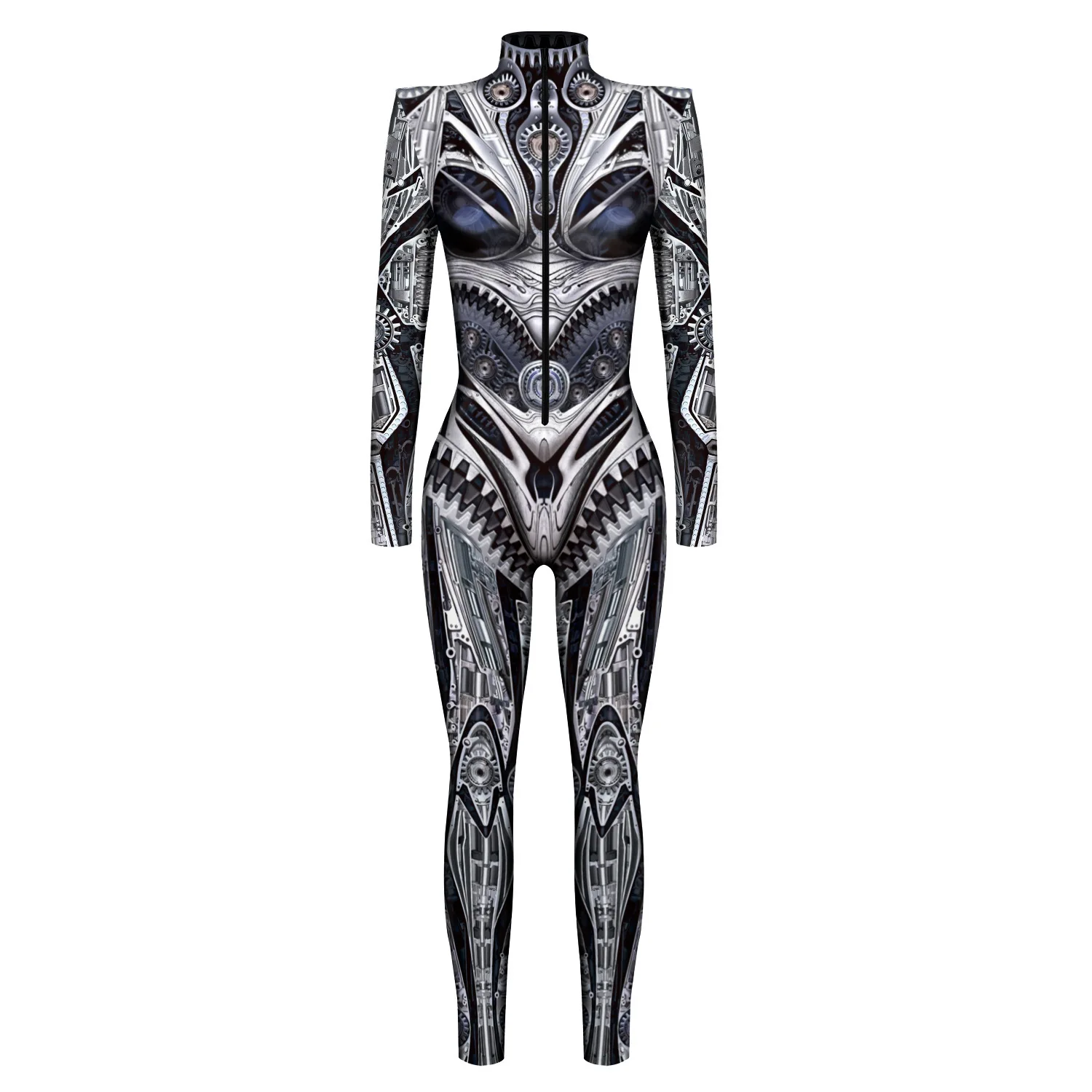 Mechanischer Roboter Punk Jumpsuit Catsuit Sexy Damen Cosplay Kostüme Zentai Performance Halloween Weihnachtsfeier Bodysuit – Detail 19