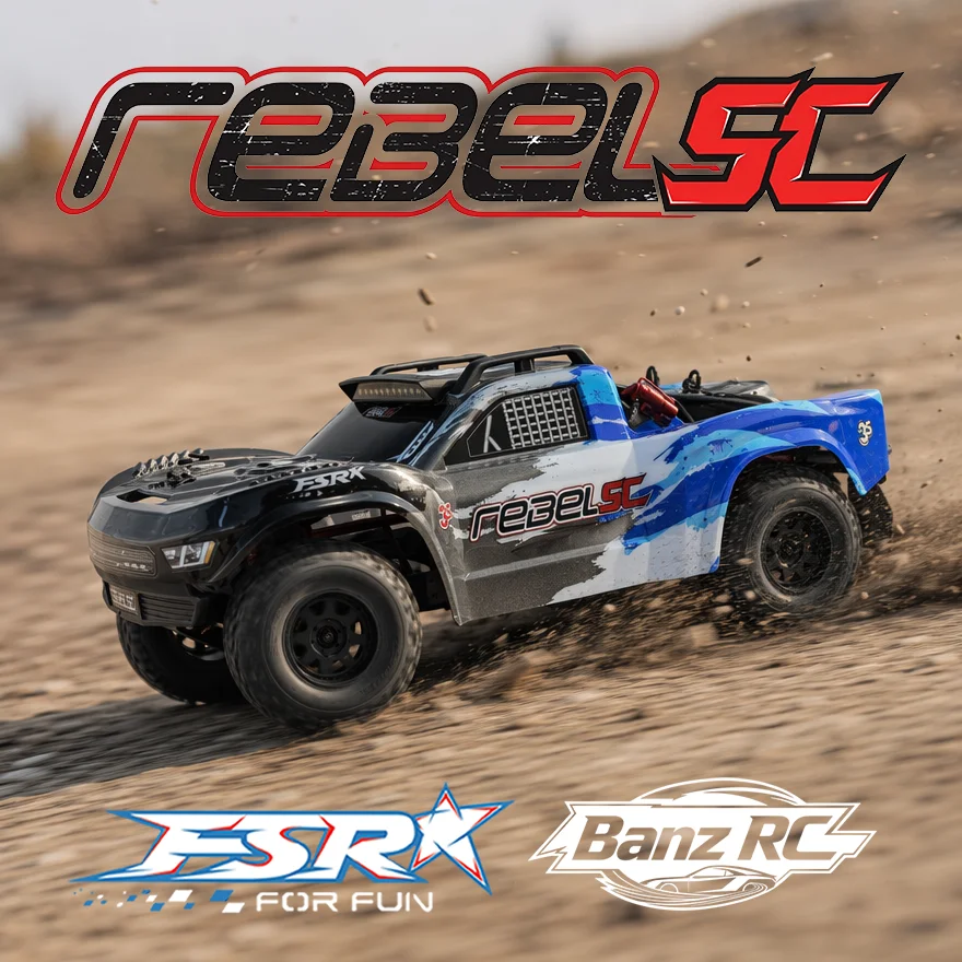 FSR Rebel 1/10 Scale Short Course Truck Brushless RC Model Car with Gyroscope, 300M Remote Control Range High Speed Off Road RC