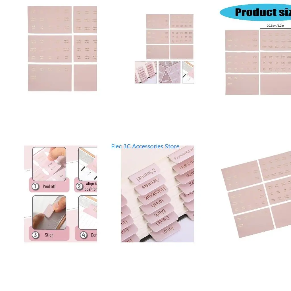 Y51A 6 Sheets Bible Index Tabs Decorative Bible Tabs Bible Study Supplies for Women