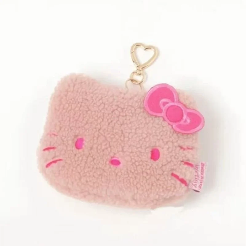 Kawaii Hello Kitty kleine Plüsch-Geldbörse, Aufbewahrungstasche, Cartoon-Hot Pink, Schwarz, Sanrio Kitty, Originalität, Druck, Kosmetiktasche, Geschenk