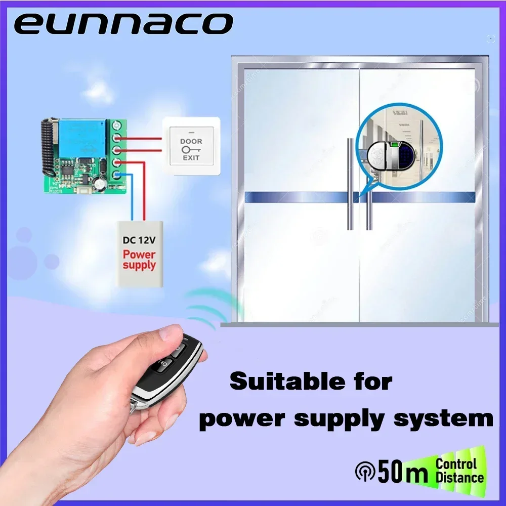 433mhz interruptor de controle remoto sem fio dc 12v relé receptor rf 10a e 2ch transmissor para porta fechadura eletromagnética diy