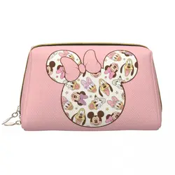 Cute Minnie Mouse Leather Makeup Bag for Girl Stylish Large Capacity Cosmetic Bags Accessories Women Zipper Beauty Toiletry