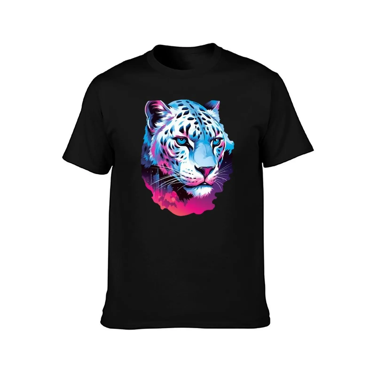 Snow Leopard - Retrowave style T-Shirt Sun Protective Outdoor Tee Top T-Shirt