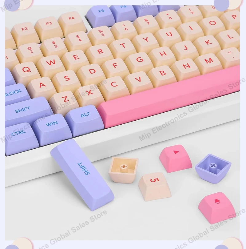 marshmallow keycaps 132 keys  XDA theme pink cute style/student/girl/ins/office keyboard accessories/dopamine color keyboard cap