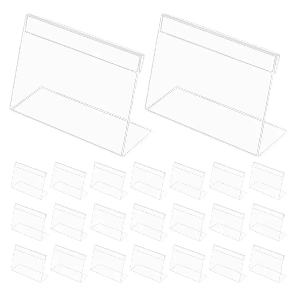 

L-Shaped Acrylic Price Tag Display Stands Transparent Label For Supermarkets Clear Sign Tabletop Merchandise Sign Stands