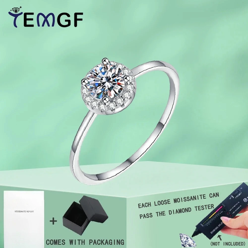 

Кольцо из стерлингового серебра TEMGF S925, классическое обручальное кольцо с муассанитом/цирконом для женщин, ювелирные изделия, подарки на день рождения для свидания, годовщины