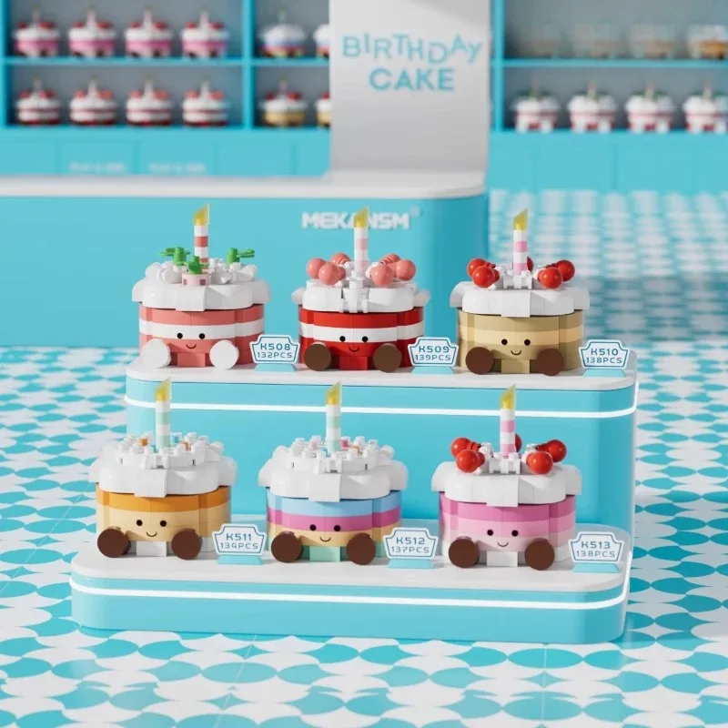 Blocs de construction gâteau d'anniversaire surprise, jouets éducatifs créatifs faits à la main pour enfants, modèle d'ornement de bureau, cadeau