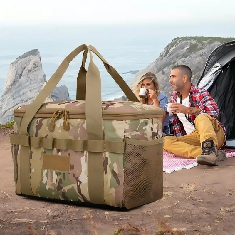 Tactical Camping Storage Bag Large Capacity Portable Outdoor Picnic Cookware Organizer Multi Compartment Tool Bag Durable