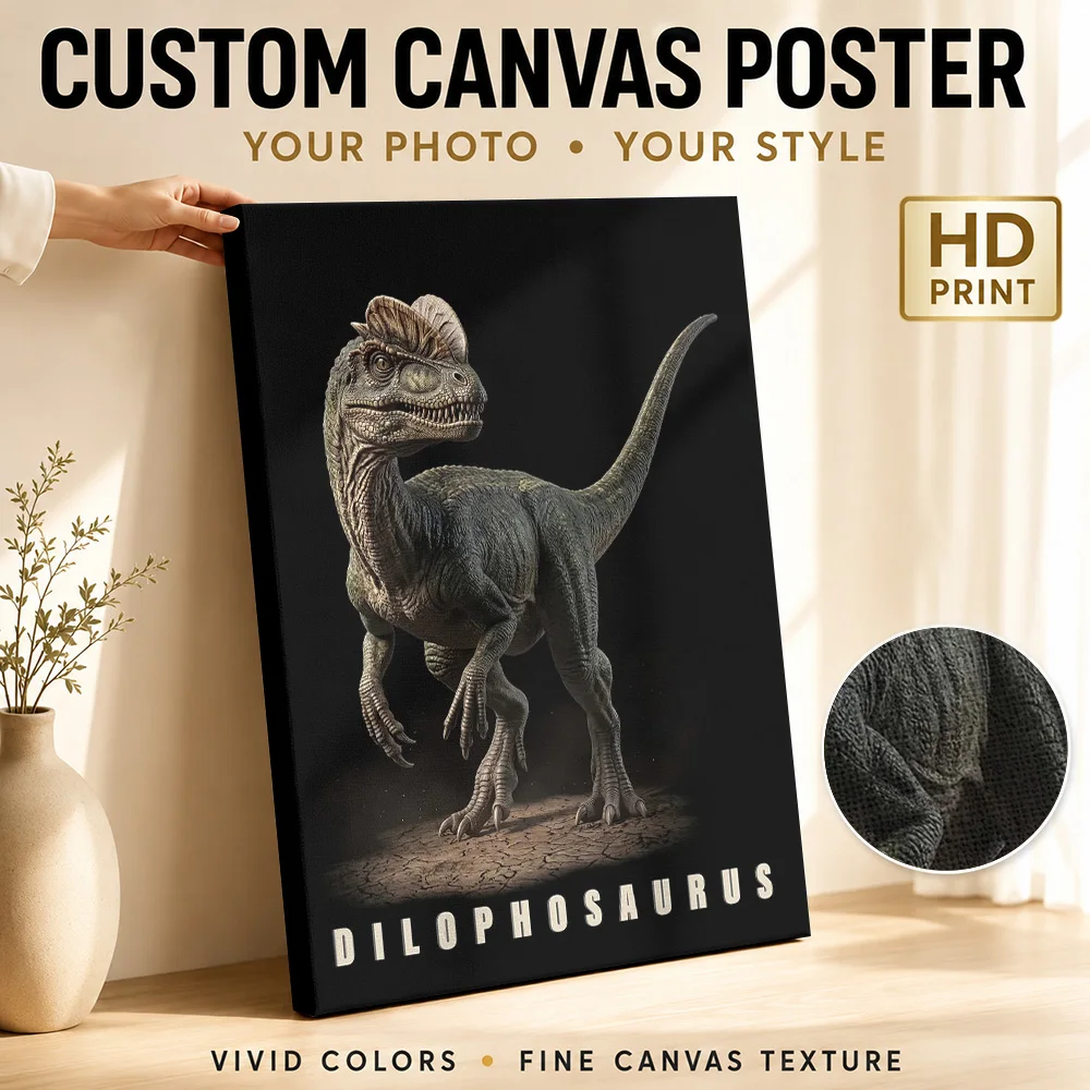 Dilophosaurus Dinosaur Portrait Canvas Painting Poster Personalized Photo Naturalist Aesthetic Study Wall Paintings Decoration