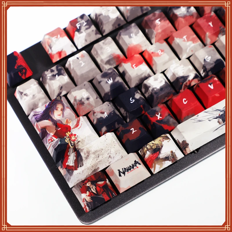 104 Keys/Set Naraka Bladepoint Anime Keyboard Keycaps Sublimation PBT Cherry Height Gaming Custom Girl for Cherry Profile