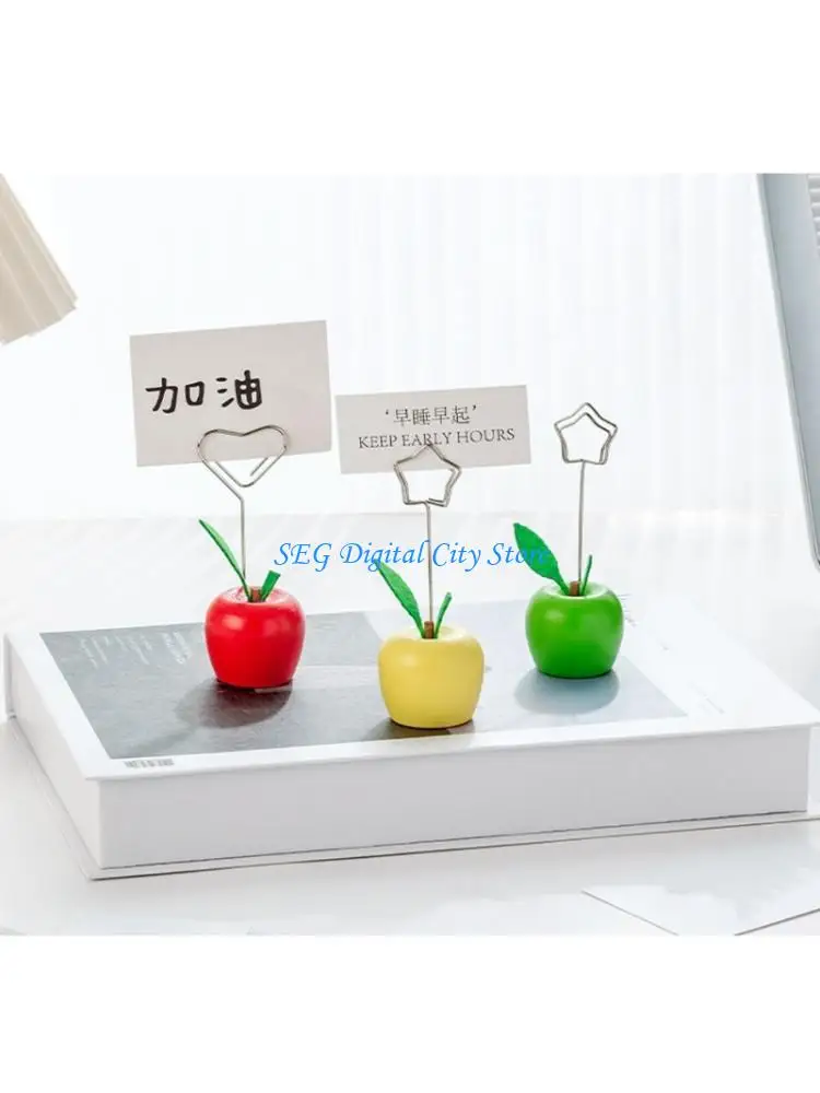 U75B 5Pcs Wooden Note Stand With Metal Clip Decorative Memo Photo Stand For Display Memos Picture Card Holiday Decoration