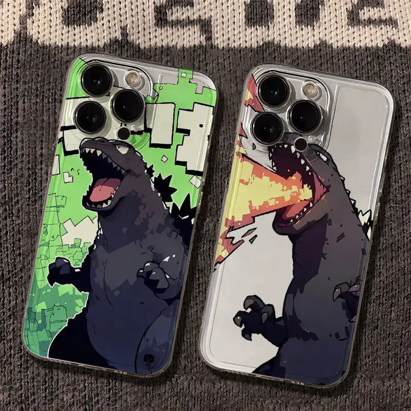 Dinosaur Cartoon Phone Case For iPhone 16 15 14 13 12 11 Pro Max XS XR Max 7 8 Plus Mini Y2K Soft Tidal Current Phone Cover