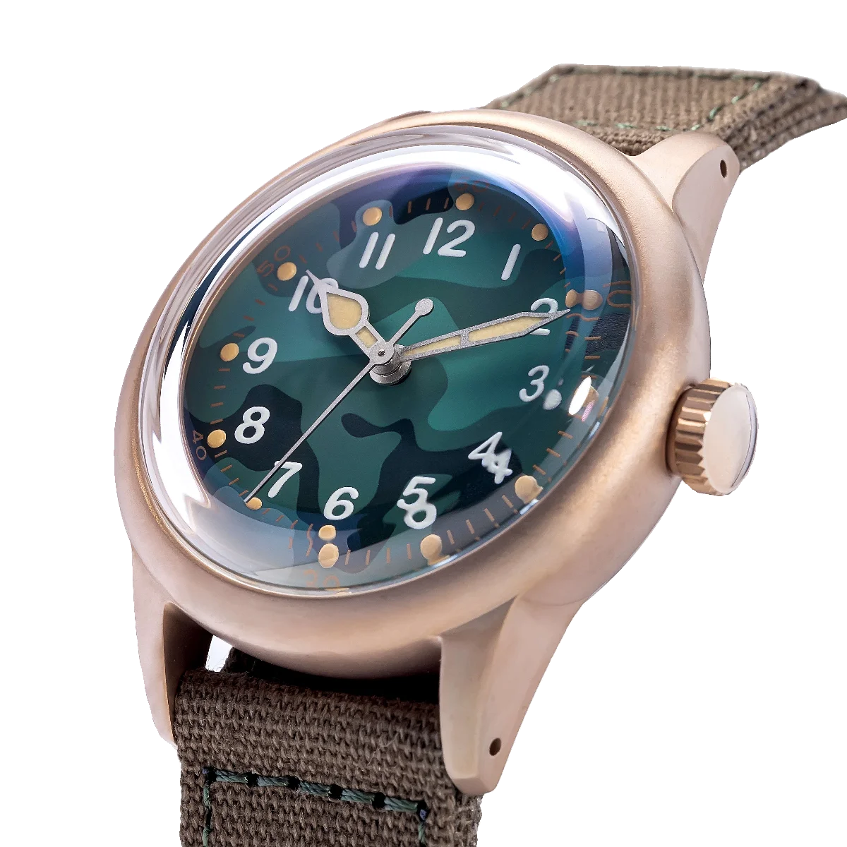 Thorn-Relógio Piloto Masculino Personalizado 8 Bronze, Vidro de Safira, Movimento Automático, Marcas Luminosas, Vintage, NH35, 36mm