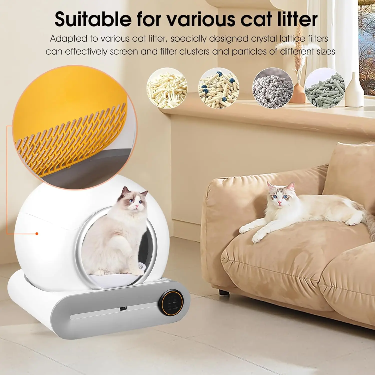 2025 New Wn Self-Cleaning Cat Litter Box Automatic Cat Litter Cleaning Robot with 9L Large Capacity APP Control for Multiple Cat