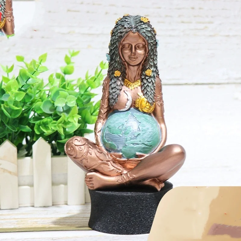 

1 PCS Vibrant Millennium Gaia Green Earth Nature Goddess Statue - Colorful Cartoon Decoration of Indoor Space, (Mother Earth)