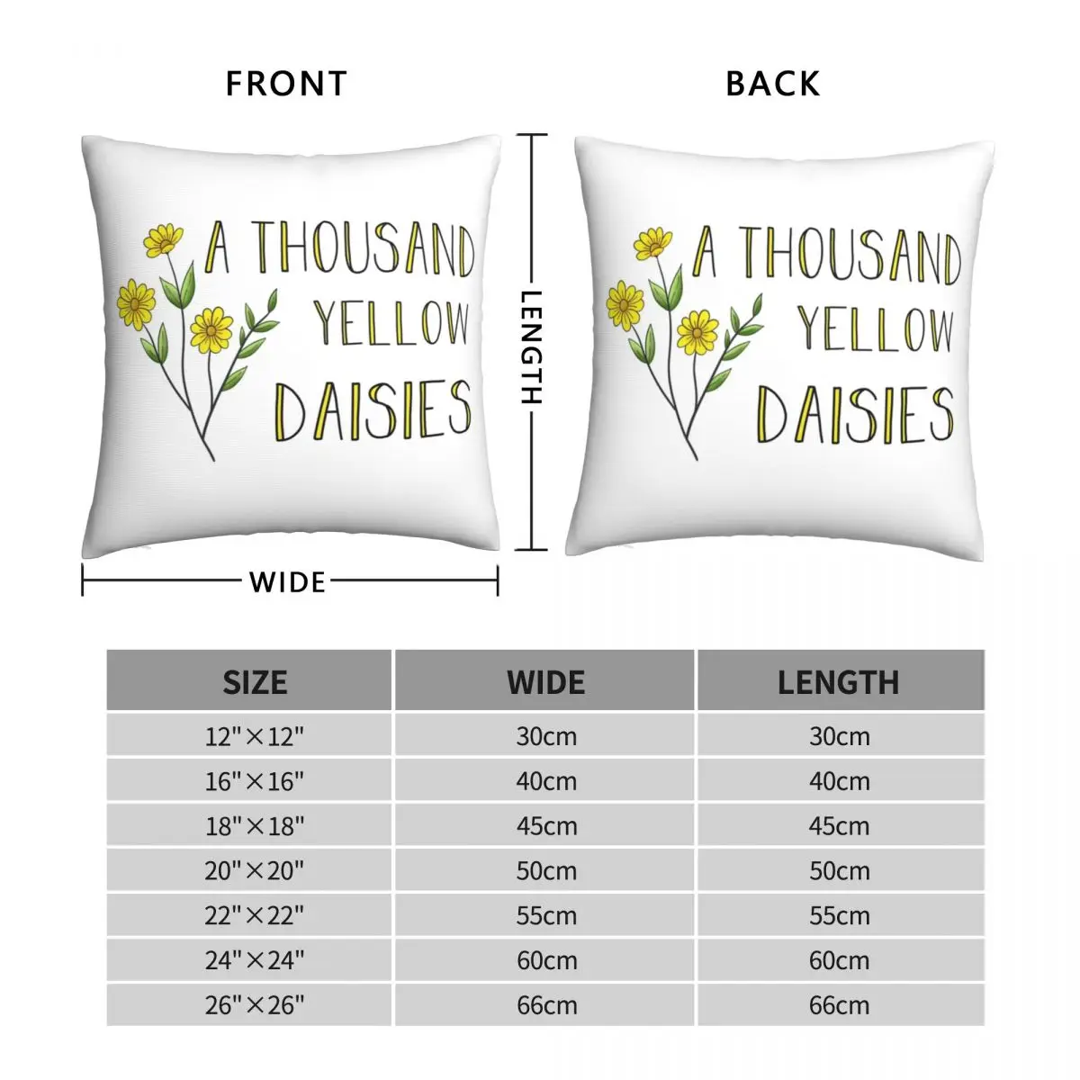 I Love You A Thousand Yellow Daisies Pillowcase Polyester Linen Velvet Creative Decor Pillow Case Room Cushion Cover Wholesale