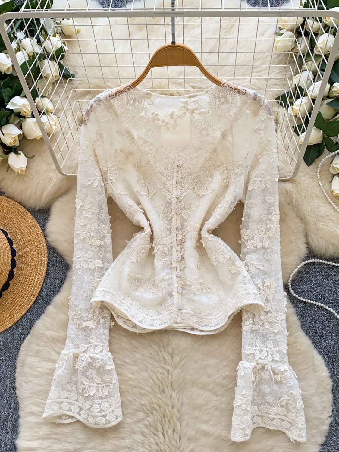 Ele Sweet ثقيل التطريز V-Ne Long Sve سترة مفتوحة irt حزام داخلي تانك القمم قطعتين مجموعة المرأة Faion