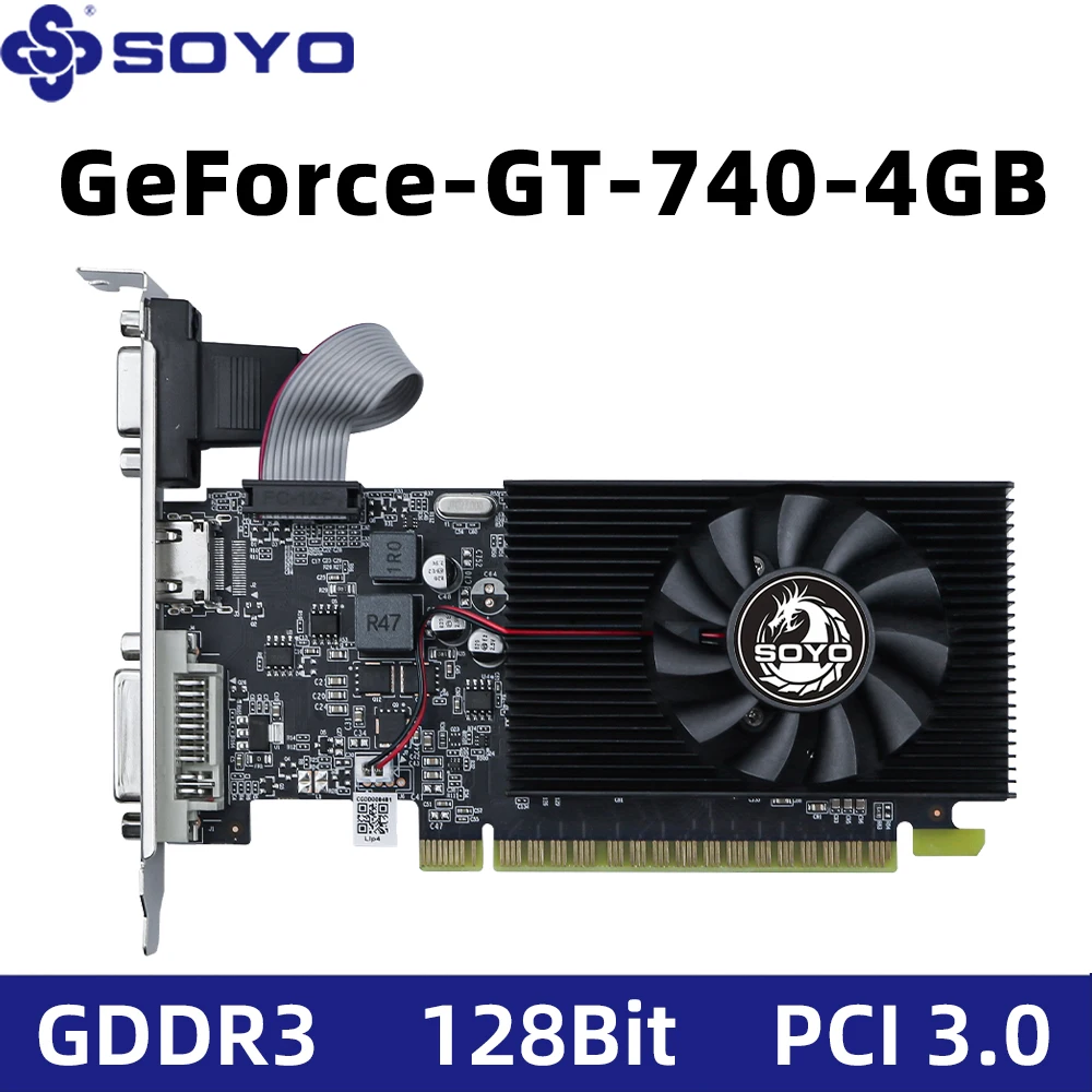 SOYO GT740 4GB Graphics Card GDDR5 128Bit HDMI DVI VGA PCI-E 3.0 Geforce GPU Gt 740 Gaming Video Card Placa De Video Desktopc