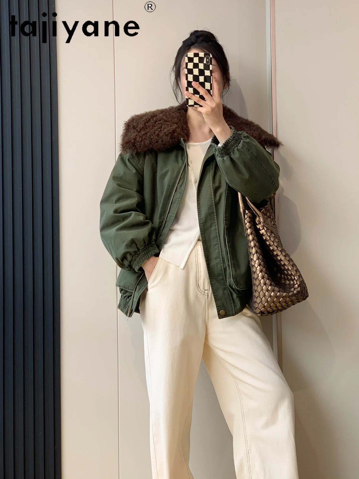 TAJIYANE Cappotto di pelliccia di montone di lana toscana naturale Donna Elegante piumino d'oca bianca Parker Giacca invernale Donna Abbigliamento 2025 шу sì