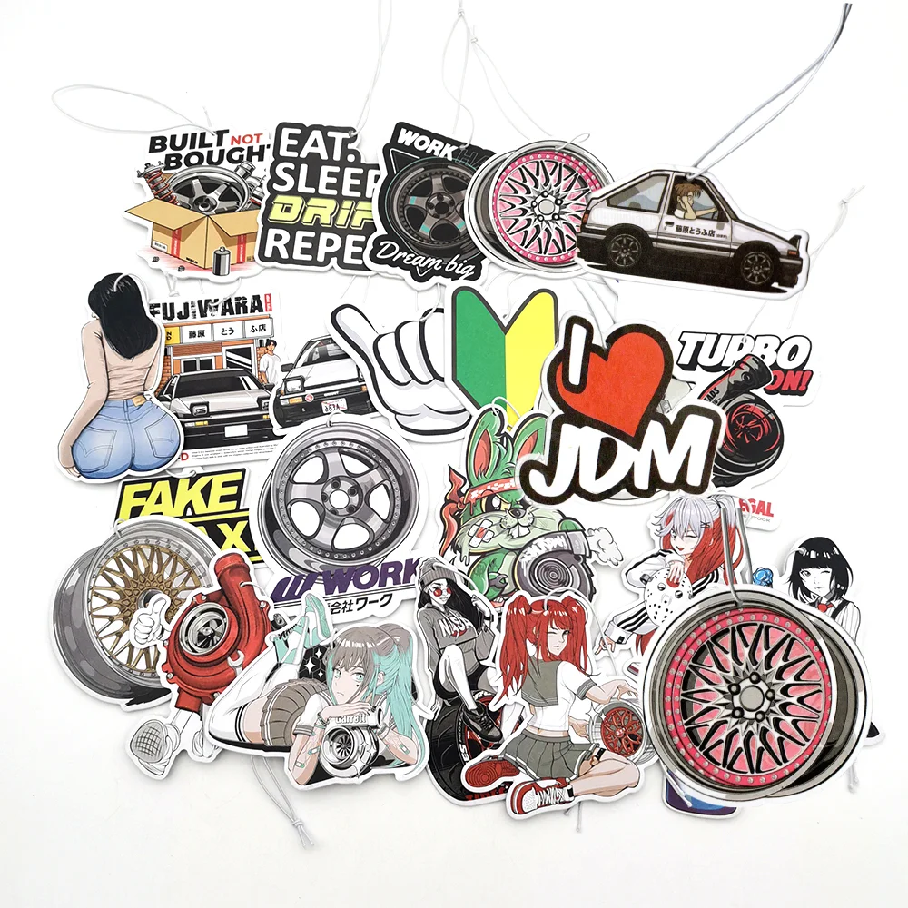 Ambientador de aire para coche JDM para chica Sexy, espejo retrovisor colgante, sabor de Perfume, disco de freno Turbo, cultura modificada, accesorios de papel sólido