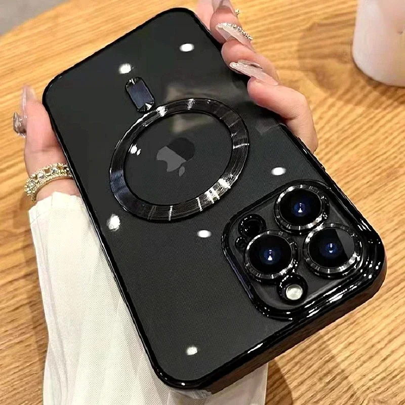 

Luxury Wireless Charging Transparent Magsafe Case For iPhone 15 14 13 12 11 Pro Max Soft Cover Back Cover