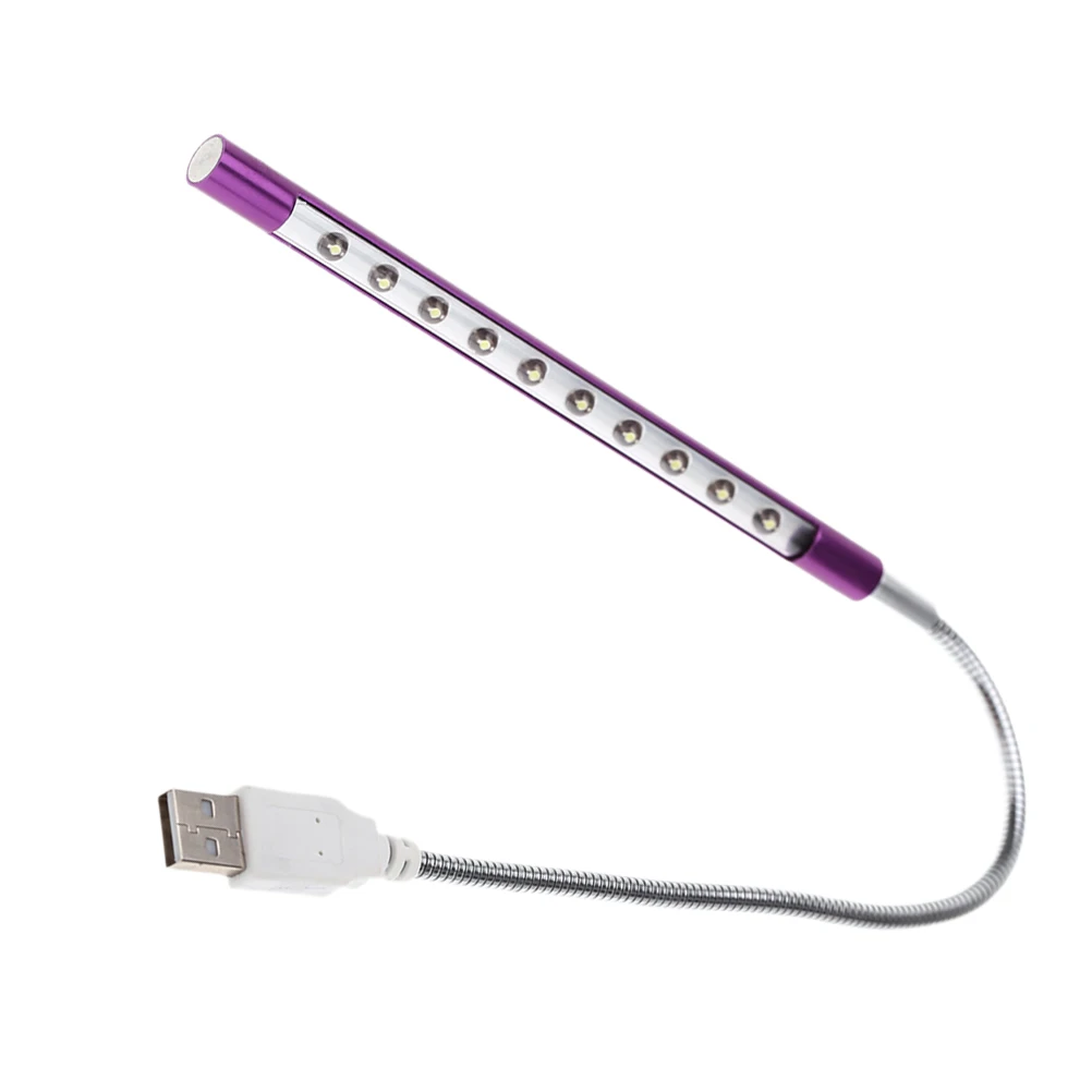 

10 Powerful LEDs USB Powered Eye Protection Flexible Gooseneck Reading Lamp Desk Bed Outdoor LED Night Light Small Book Light