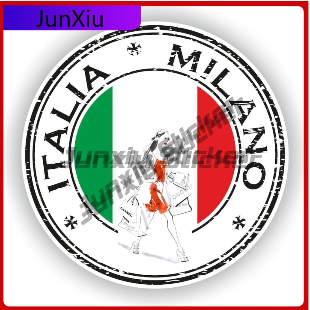 

Italia Milano Seal Sticker Round Flag Unique Vinyl Decal Waterproof Exterior Decor for Car Body 4x4 Off Road Racing Rally