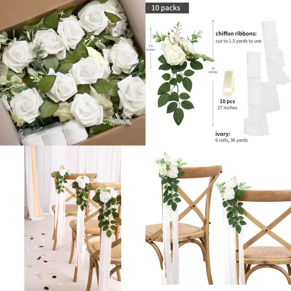 

Элегантное белое украшение для церковного алтаря из искусственных цветов и лент для свадебных церемоний